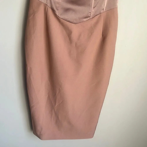 Lavish Alice Mink Pleated Bardot Satin Mix Midi Dress - Picture 4 of 14